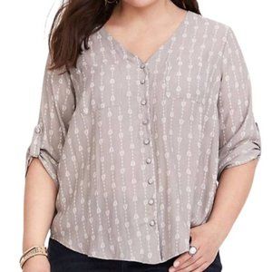 Torrid Button-down 3/4 Sleeve Blouse (Size 1, 14/16)